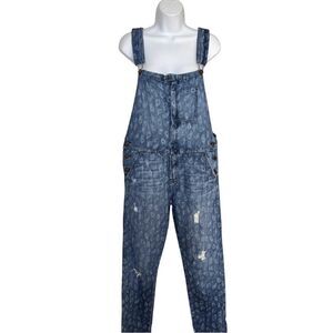 Current/Elliott Paisley Print Denim Overalls Size 1/S
